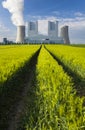 Power Station And Rye Field Royalty Free Stock Photo