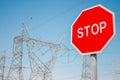 Power station and sign stop Royalty Free Stock Photo