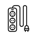 power strip energy conservation line icon vector illustration