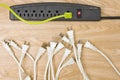 Power strip with green cord Royalty Free Stock Photo
