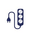 power strip icon, power outlet with cable and plug Royalty Free Stock Photo