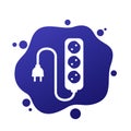 power strip icon, power outlet with cable and plug Royalty Free Stock Photo