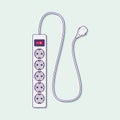 Power Strip Vector Icon Illustration with Outline for Design Element, Clip Art, Web, Landing page, Sticker, Banner. Flat Cartoon Royalty Free Stock Photo