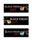 Power Supply Box on Three Black Friday Sale Banners Royalty Free Stock Photo