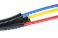 Power supply cables in corrugated pipe Royalty Free Stock Photo