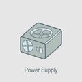 Power supply icon. Element of computer parts with name icon for mobile concept and web apps. Filled outline Power supply icon can Royalty Free Stock Photo