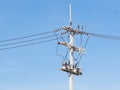 Power supply line with wires Royalty Free Stock Photo