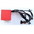 Power supply Red box with wires on a white background. Royalty Free Stock Photo