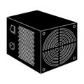 Power supply unit icon in black style isolated on white background. Personal computer accessories symbol stock vector Royalty Free Stock Photo