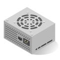 Power Supply Unit Or PSU Realistic Isometric Icon. Computer Internal Component, Hardware.