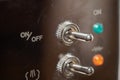 Power switch lever on high quality espresso machine Royalty Free Stock Photo