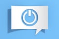 Power Switch On Off Icon on Cutout White Paper Speech Bubble. 3d Rendering Royalty Free Stock Photo