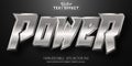 Power text, shiny silver color style editable text effect