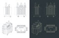 Power three-phase transformer blueprints