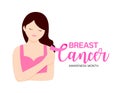 Women crossed arms pose for breast cancer awareness campaign. Royalty Free Stock Photo