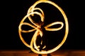 The power to manipulate heat and fire. Couple of dancers manipulate burning pois. Fire performance. Poi twirling. Grace