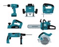 Power tool icons. Electric equipment or devices. Royalty Free Stock Photo