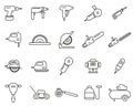 Power Tools Icons Black & White Set Thin Line Big Royalty Free Stock Photo