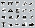 Power Tools Icons Black & White Sticker Set Big Royalty Free Stock Photo