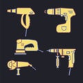 Power tools icons set. color silhouette vector Royalty Free Stock Photo