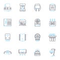 Power tools linear icons set. Drills, Saws, Sanders, Planers, Routers, Grinders, Hammer drills line vector and concept