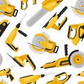 Power Tools Seamless Pattern Design with Building Instrument Vector Template Royalty Free Stock Photo