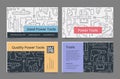 Power tools shop service business card set line vector illustration. Recovery renovation carpentry
