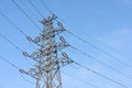 Power towers and lines with blue sky