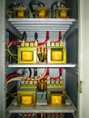 Power transformers in electrical panel Royalty Free Stock Photo