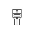 Power transistor microchip line icon