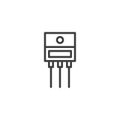 Power transistor microchip line icon