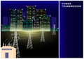 Power Transmission, electricity, high voltage line, transformer, city power supply.