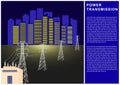 Power Transmission, electricity, high voltage line, transformer, city power supply. Royalty Free Stock Photo