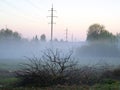 Power transmission line supporting structure at sunrise