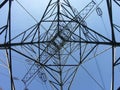 Power transmission pylon - looking up Royalty Free Stock Photo