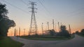 Power Transmission Tower with the Fading Light of Dusk, Renewable Energy Royalty Free Stock Photo