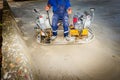 Power trowel with engine, machine for finishing, leveling concrete surface Royalty Free Stock Photo