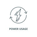 Power usage vector line icon, linear concept, outline sign, symbol