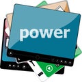 Power text. Video media player for web with text Power