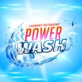 power wash laundry detergent packaging concept design with water