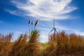 Power of wind turbine generating electricity clean energy with c Royalty Free Stock Photo