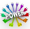 Power - Word Surrounded by Plugs Royalty Free Stock Photo