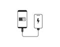 Powerbank Charges Smartphone icon. Vector illustration, flat design