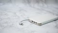 Powerbank isolated on mable background Royalty Free Stock Photo