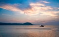 Powerboat on a background sunset. Royalty Free Stock Photo