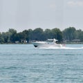 Powerboat on Detroit River Royalty Free Stock Photo