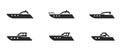 Powerboat icon set. motor boats for water sport, travel and vacations. isolated vector images