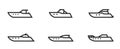 Powerboat line icon set. motor boats for travel and rest. isolated vector images