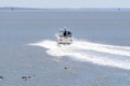 Powerboat Makin Moves outbound from New Bedford Royalty Free Stock Photo