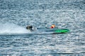 Powerboat with number 35 go fast along the lake Royalty Free Stock Photo